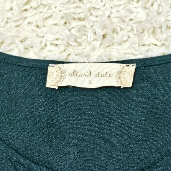 Altar'd State Brand Dress. Forest Green Floral Embroidered Swiss Dot. Size Small - Picture 10 of 12